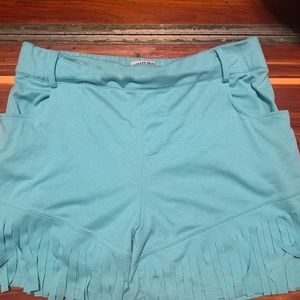 Light turquoise Fringe Shorts